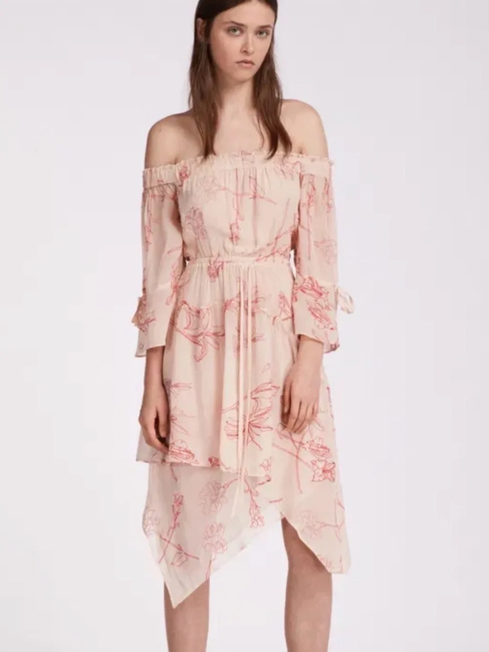 all saints off shoulder dress Monica Evening Maxi Dress Black